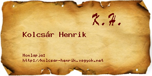 Kolcsár Henrik névjegykártya