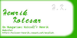 henrik kolcsar business card